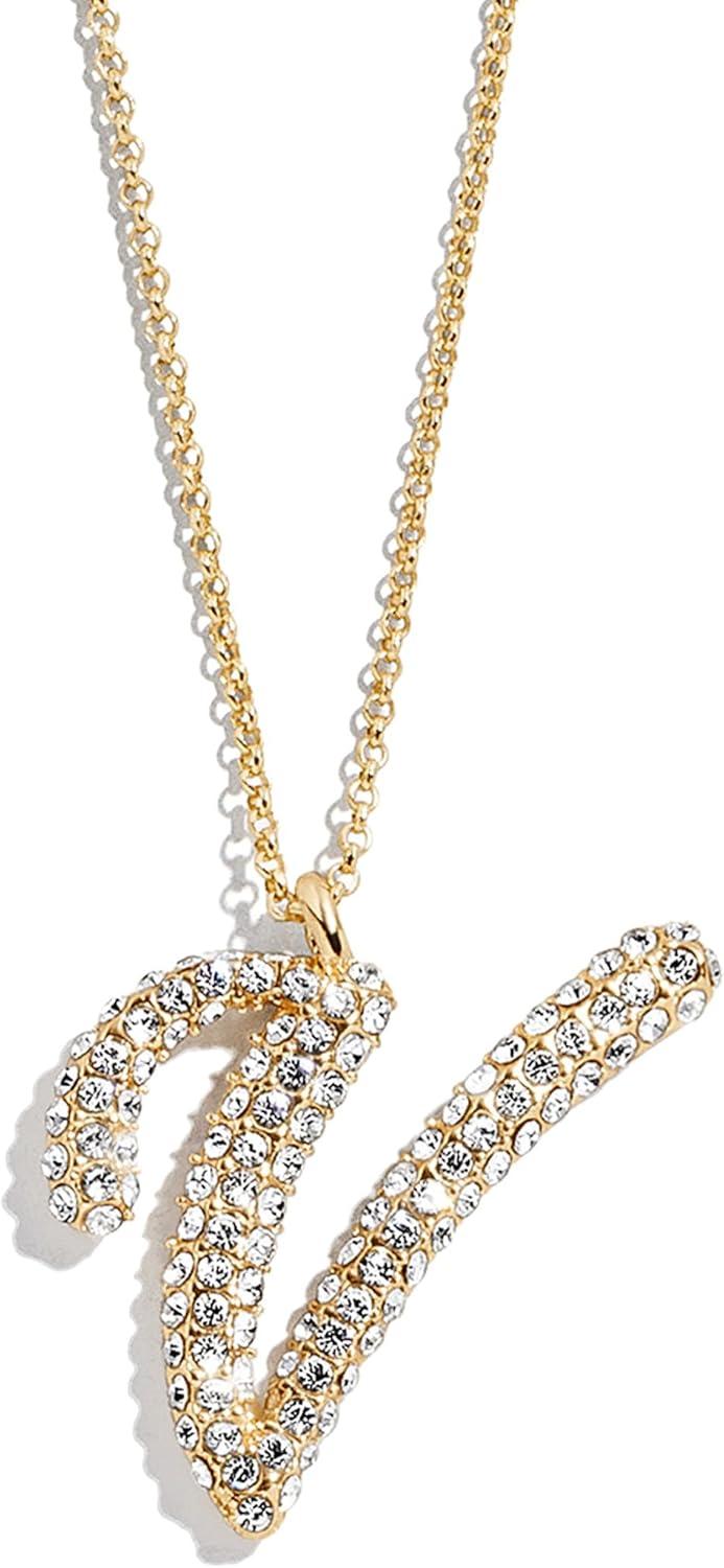 image:imageBaubleBar GoldPlated Initial Necklace Bubble or Signature Letter Pendant 17Inch Chain Necklace with Lobster Clasp Fashion Jewelry Perfect Personalized Gift for WomenV