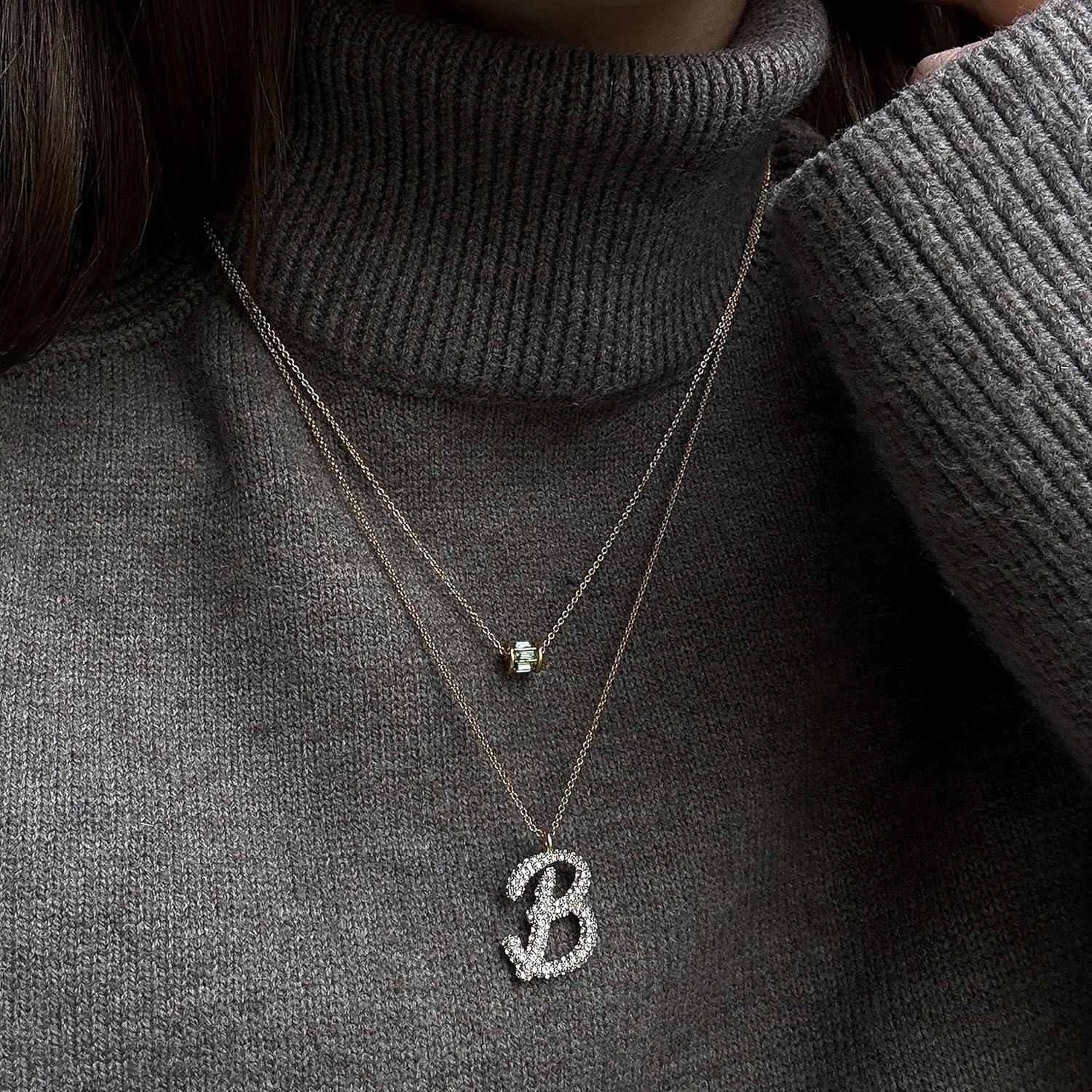 image:imageBaubleBar GoldPlated Initial Necklace Bubble or Signature Letter Pendant 17Inch Chain Necklace with Lobster Clasp Fashion Jewelry Perfect Personalized Gift for WomenO