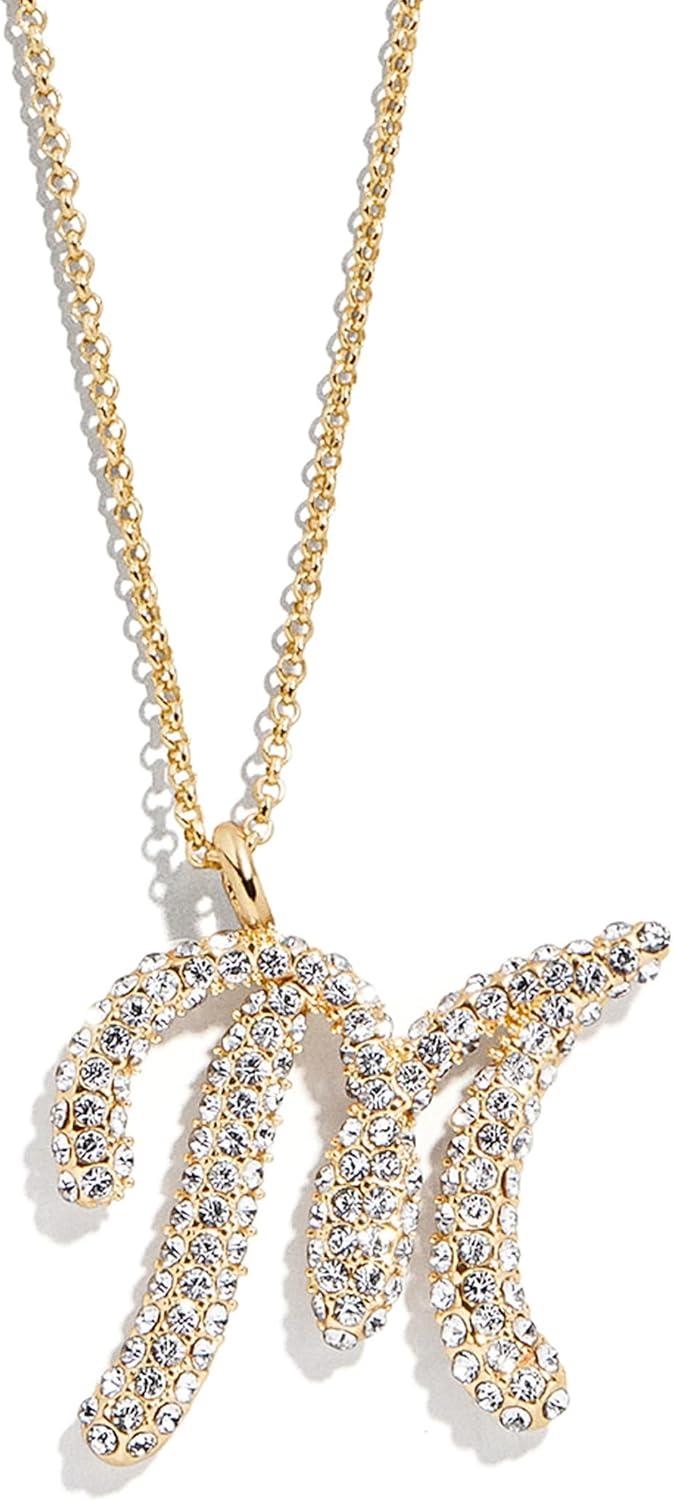 image:imageBaubleBar GoldPlated Initial Necklace Bubble or Signature Letter Pendant 17Inch Chain Necklace with Lobster Clasp Fashion Jewelry Perfect Personalized Gift for WomenM