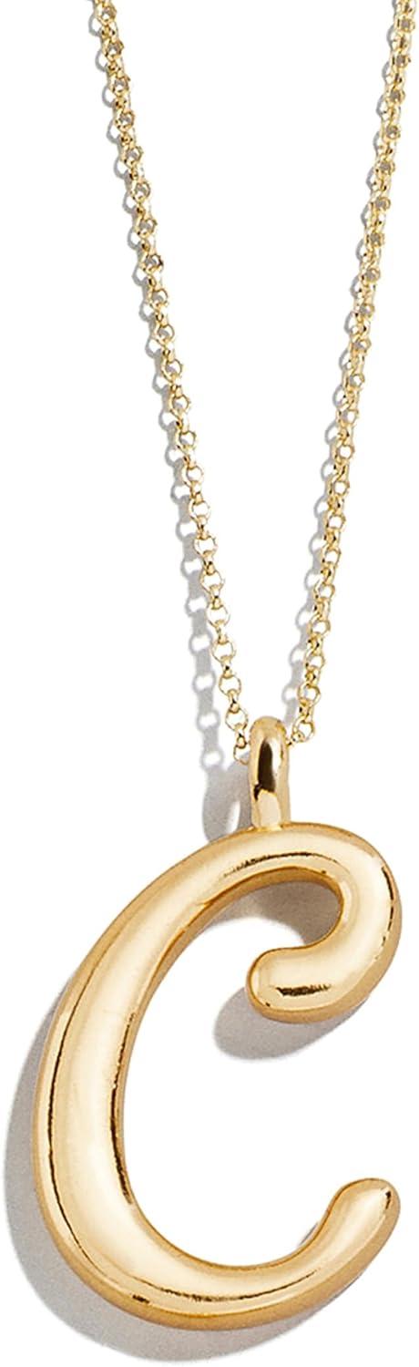 image:imageBaubleBar GoldPlated Initial Necklace Bubble or Signature Letter Pendant 17Inch Chain Necklace with Lobster Clasp Fashion Jewelry Perfect Personalized Gift for WomenC