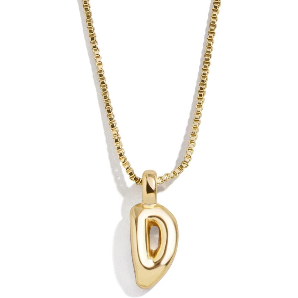 image:imageBaubleBar GoldPlated Initial Necklace  Bubble or Signature Letter Pendant 17Inch Chain Necklace with Lobster Clasp Fashion Jewelry Perfect Personalized Gift for WomenD