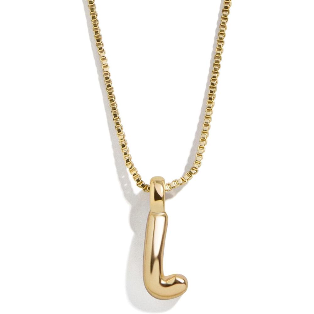 image:imageBaubleBar GoldPlated Initial Necklace Bubble or Signature Letter Pendant 17Inch Chain Necklace with Lobster Clasp Fashion Jewelry Perfect Personalized Gift for WomenL