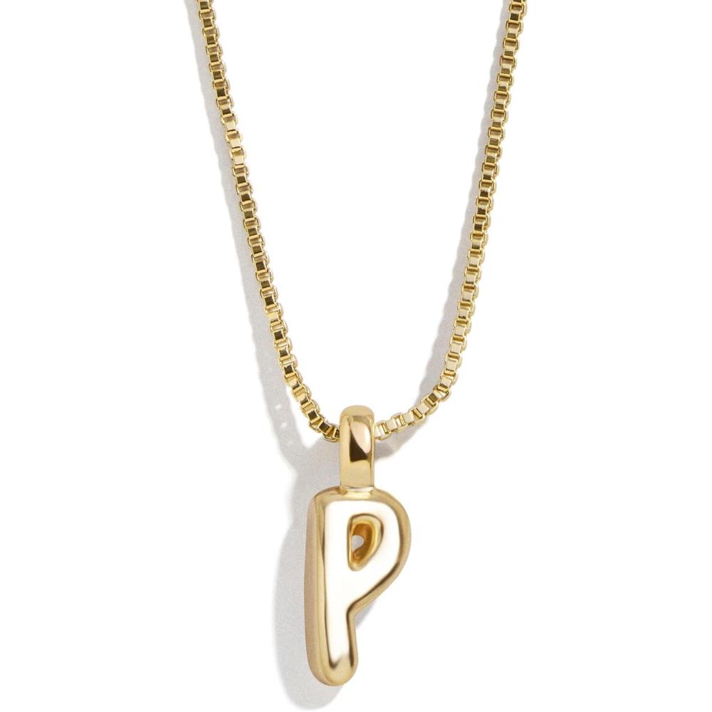 image:imageBaubleBar GoldPlated Initial Necklace Bubble or Signature Letter Pendant 17Inch Chain Necklace with Lobster Clasp Fashion Jewelry Perfect Personalized Gift for WomenP