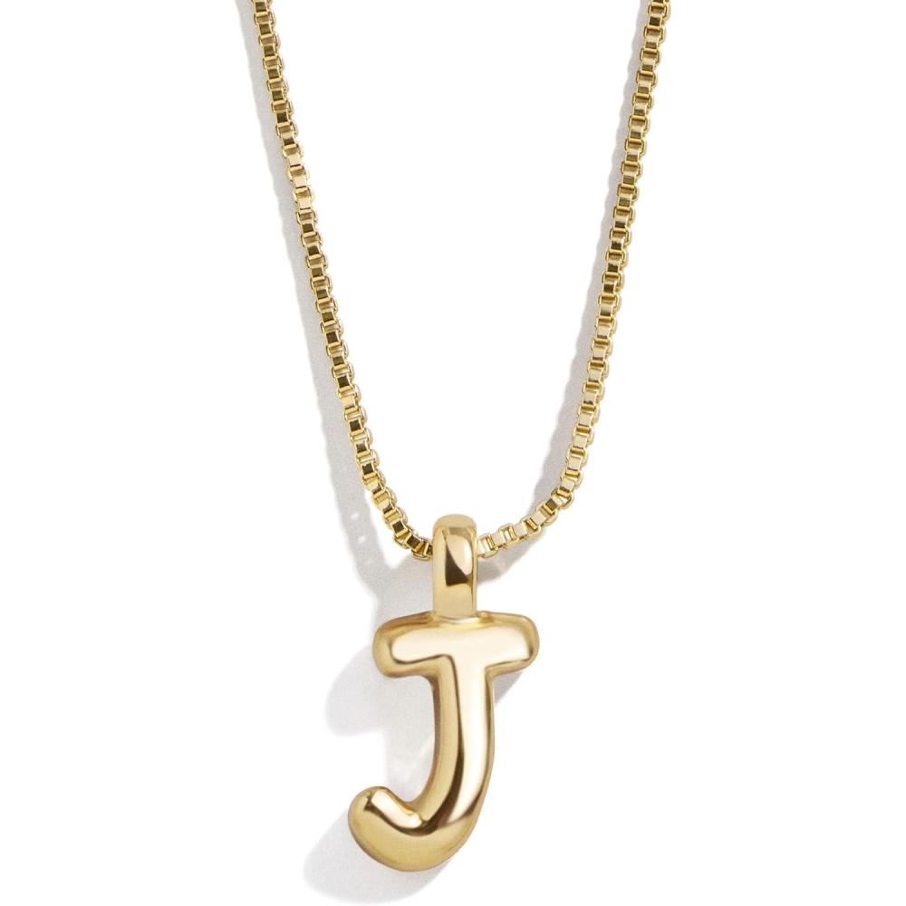 image:imageBaubleBar GoldPlated Initial Necklace  Bubble or Signature Letter Pendant 17Inch Chain Necklace with Lobster Clasp Fashion Jewelry Perfect Personalized Gift for WomenJ