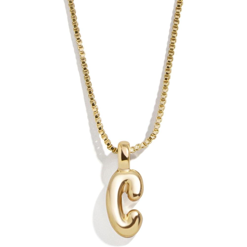 image:imageBaubleBar GoldPlated Initial Necklace Bubble or Signature Letter Pendant 17Inch Chain Necklace with Lobster Clasp Fashion Jewelry Perfect Personalized Gift for WomenC