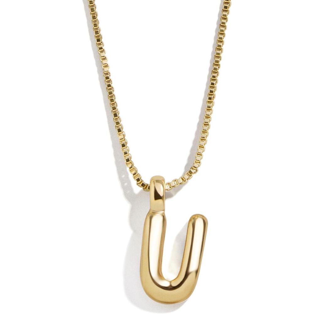 image:imageBaubleBar GoldPlated Initial Necklace Bubble or Signature Letter Pendant 17Inch Chain Necklace with Lobster Clasp Fashion Jewelry Perfect Personalized Gift for WomenU