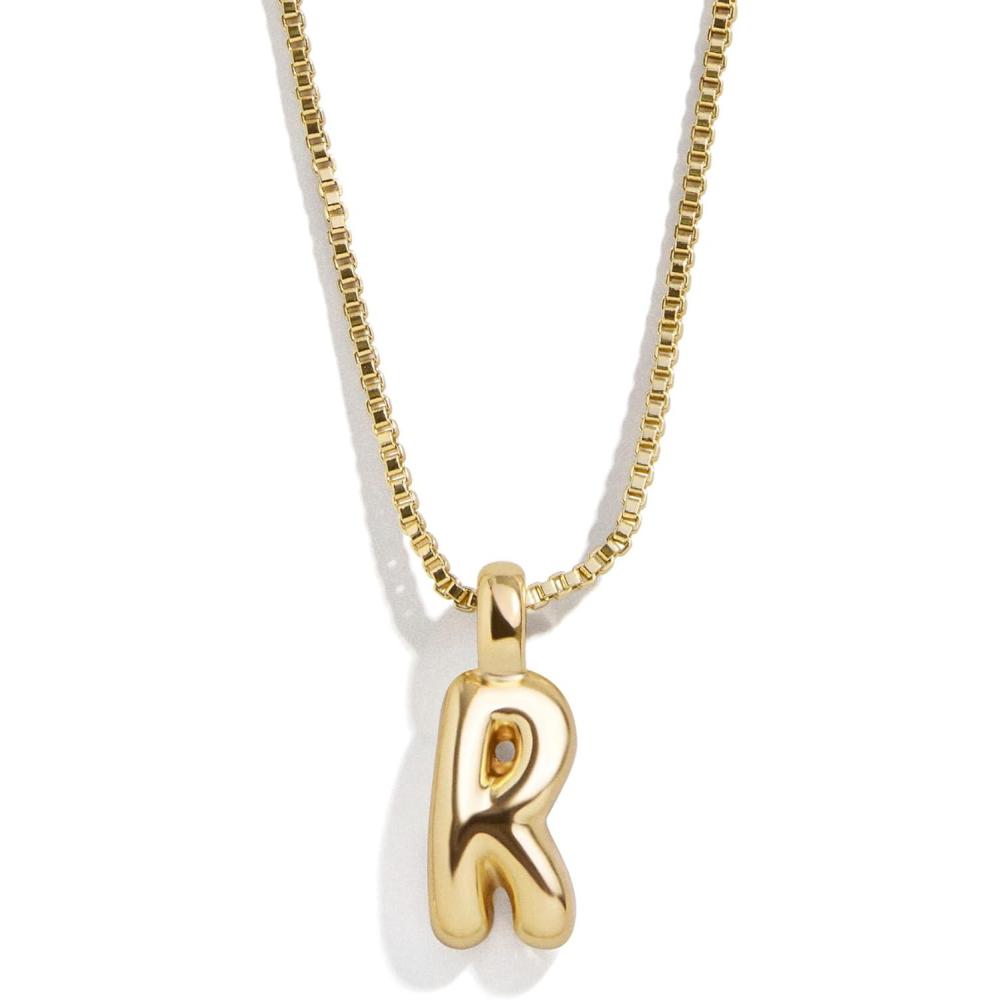 image:imageBaubleBar GoldPlated Initial Necklace Bubble or Signature Letter Pendant 17Inch Chain Necklace with Lobster Clasp Fashion Jewelry Perfect Personalized Gift for WomenR