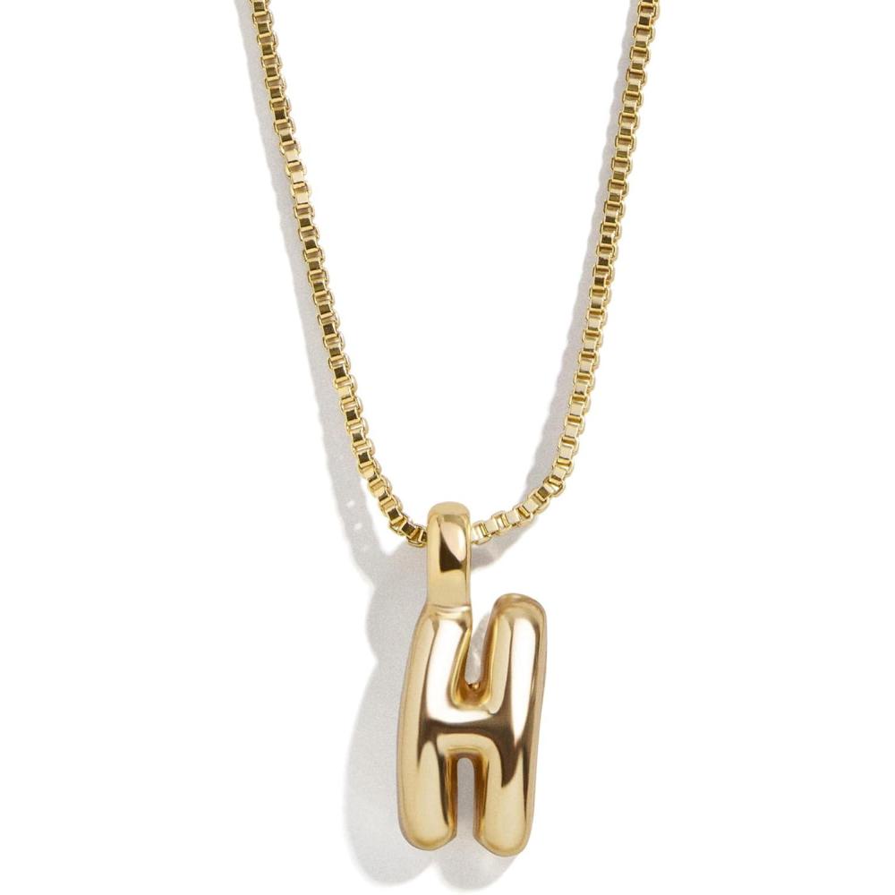 image:imageBaubleBar GoldPlated Initial Necklace Bubble or Signature Letter Pendant 17Inch Chain Necklace with Lobster Clasp Fashion Jewelry Perfect Personalized Gift for WomenH