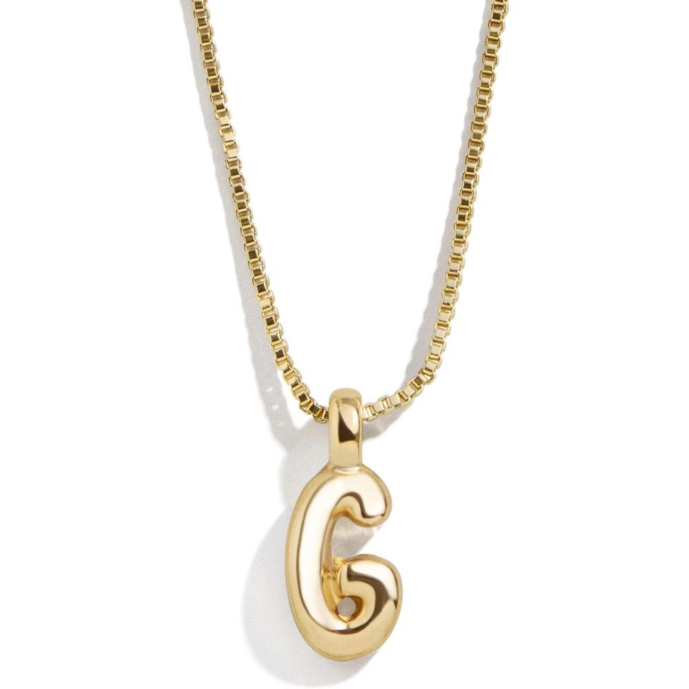 image:imageBaubleBar GoldPlated Initial Necklace Bubble or Signature Letter Pendant 17Inch Chain Necklace with Lobster Clasp Fashion Jewelry Perfect Personalized Gift for WomenG