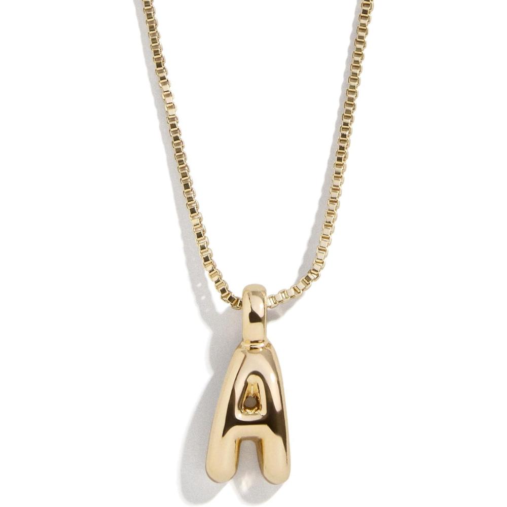 image:imageBaubleBar GoldPlated Initial Necklace Bubble or Signature Letter Pendant 17Inch Chain Necklace with Lobster Clasp Fashion Jewelry Perfect Personalized Gift for WomenA