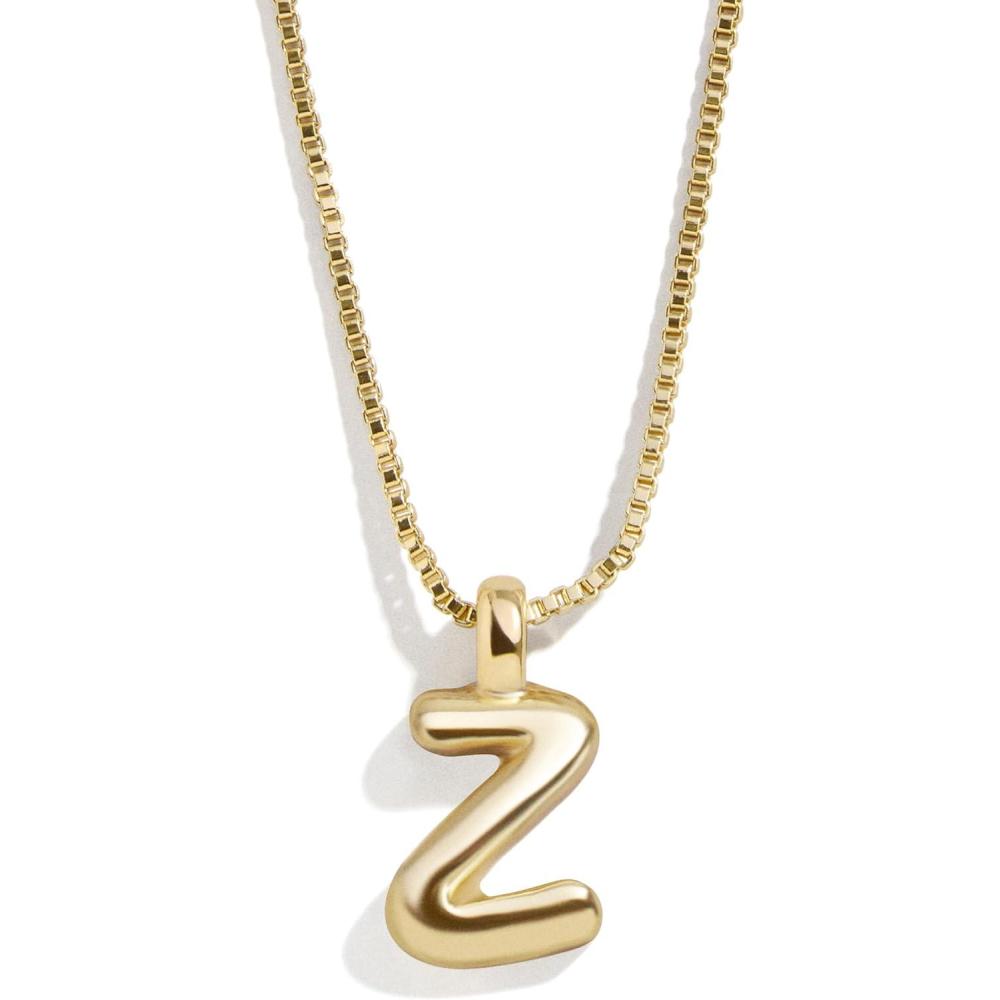 image:imageBaubleBar GoldPlated Initial Necklace  Bubble or Signature Letter Pendant 17Inch Chain Necklace with Lobster Clasp Fashion Jewelry Perfect Personalized Gift for WomenZ