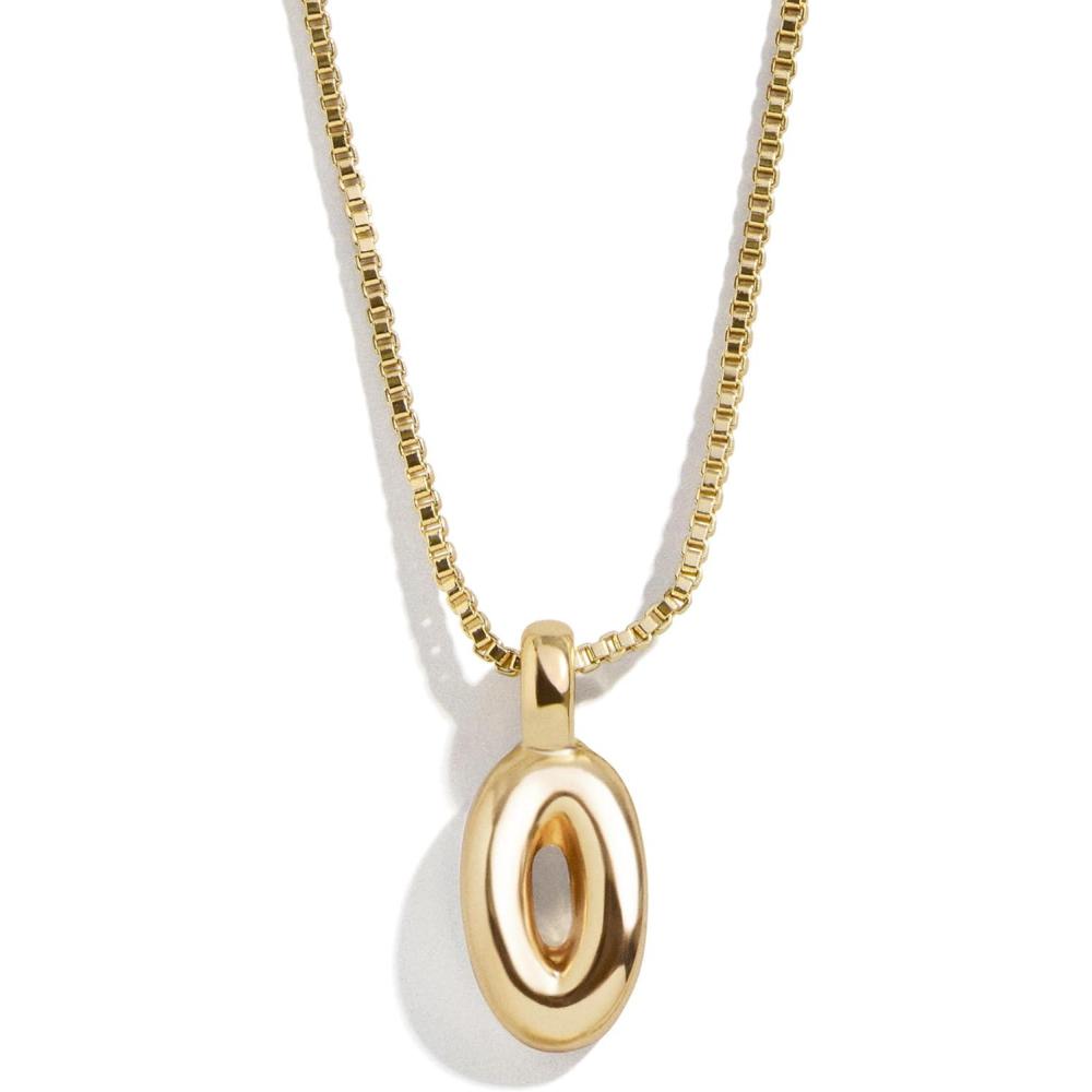 image:imageBaubleBar GoldPlated Initial Necklace Bubble or Signature Letter Pendant 17Inch Chain Necklace with Lobster Clasp Fashion Jewelry Perfect Personalized Gift for WomenO