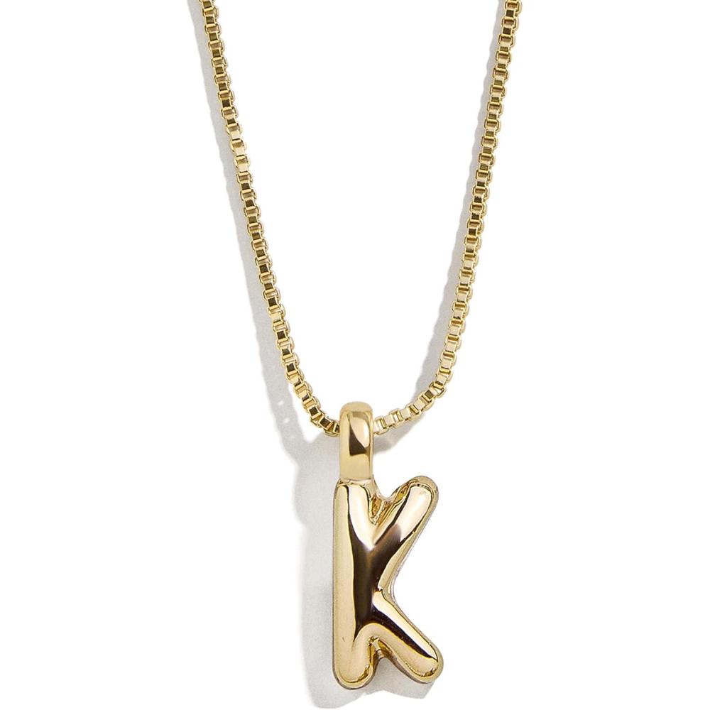 image:imageBaubleBar GoldPlated Initial Necklace  Bubble or Signature Letter Pendant 17Inch Chain Necklace with Lobster Clasp Fashion Jewelry Perfect Personalized Gift for WomenK