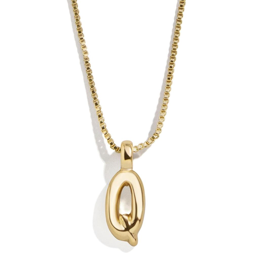 image:imageBaubleBar GoldPlated Initial Necklace Bubble or Signature Letter Pendant 17Inch Chain Necklace with Lobster Clasp Fashion Jewelry Perfect Personalized Gift for WomenQ