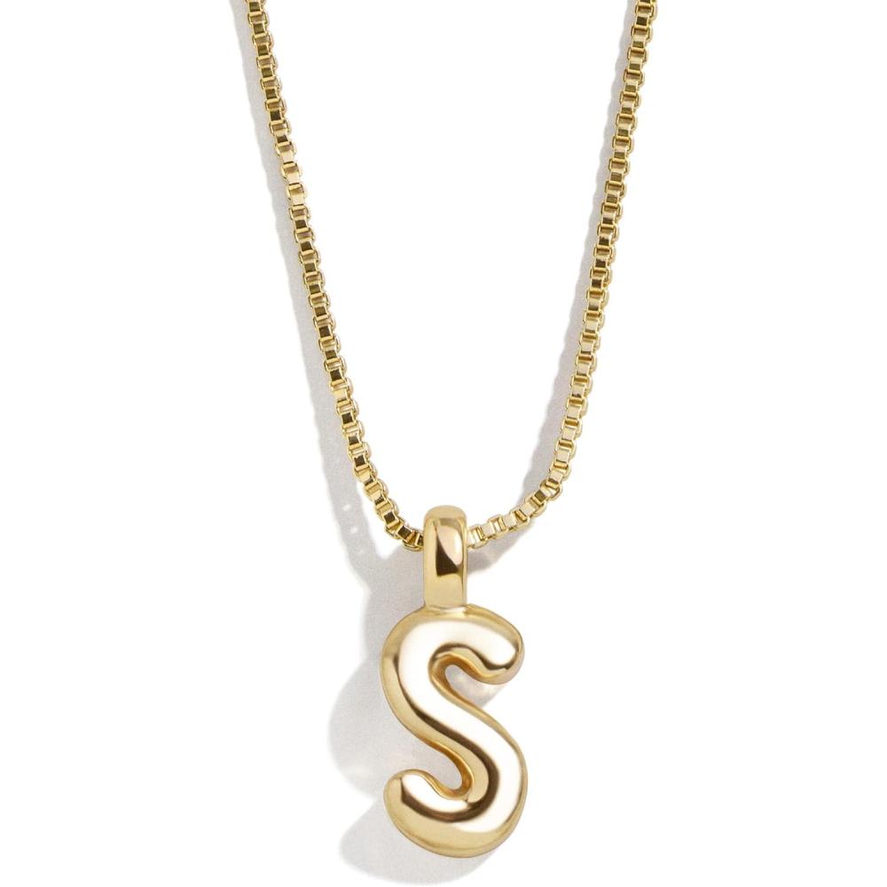 image:imageBaubleBar GoldPlated Initial Necklace Bubble or Signature Letter Pendant 17Inch Chain Necklace with Lobster Clasp Fashion Jewelry Perfect Personalized Gift for WomenS
