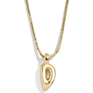 BaubleBar Gold-Plated Initial Necklace – Bubble or Signature Letter Pendant, 17-Inch Chain Necklace with Lobster Clasp, Fashion Jewelry, Perfect Personalized Gift for Women(D)