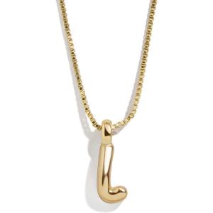 BaubleBar Gold-Plated Initial Necklace – Bubble or Signature Letter Pendant, 17-Inch Chain Necklace with Lobster Clasp, Fashion Jewelry, Perfect Personalized Gift for Women(L)