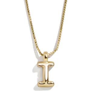 BaubleBar Gold-Plated Initial Necklace – Bubble or Signature Letter Pendant, 17-Inch Chain Necklace with Lobster Clasp, Fashion Jewelry, Perfect Personalized Gift for Women(I)