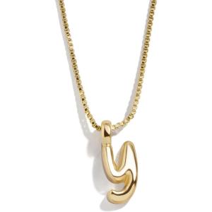 BaubleBar Gold-Plated Initial Necklace – Bubble or Signature Letter Pendant, 17-Inch Chain Necklace with Lobster Clasp, Fashion Jewelry, Perfect Personalized Gift for Women(Y)