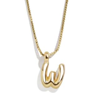 BaubleBar Gold-Plated Initial Necklace – Bubble or Signature Letter Pendant, 17-Inch Chain Necklace with Lobster Clasp, Fashion Jewelry, Perfect Personalized Gift for Women(W)