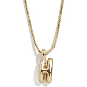 BaubleBar Gold-Plated Initial Necklace – Bubble or Signature Letter Pendant, 17-Inch Chain Necklace with Lobster Clasp, Fashion Jewelry, Perfect Personalized Gift for Women(H)