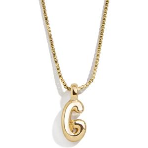 BaubleBar Gold-Plated Initial Necklace – Bubble or Signature Letter Pendant, 17-Inch Chain Necklace with Lobster Clasp, Fashion Jewelry, Perfect Personalized Gift for Women(G)