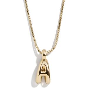 BaubleBar Gold-Plated Initial Necklace – Bubble or Signature Letter Pendant, 17-Inch Chain Necklace with Lobster Clasp, Fashion Jewelry, Perfect Personalized Gift for Women(A)