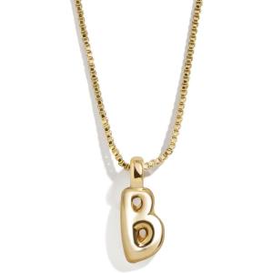 BaubleBar Gold-Plated Initial Necklace – Bubble or Signature Letter Pendant, 17-Inch Chain Necklace with Lobster Clasp, Fashion Jewelry, Perfect Personalized Gift for Women(B)
