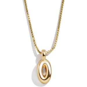 BaubleBar Gold-Plated Initial Necklace – Bubble or Signature Letter Pendant, 17-Inch Chain Necklace with Lobster Clasp, Fashion Jewelry, Perfect Personalized Gift for Women(O)
