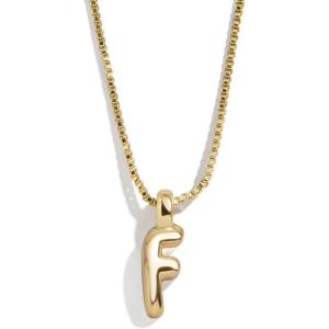BaubleBar Gold-Plated Initial Necklace – Bubble or Signature Letter Pendant, 17-Inch Chain Necklace with Lobster Clasp, Fashion Jewelry, Perfect Personalized Gift for Women(F)