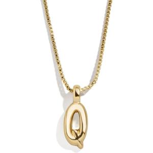 BaubleBar Gold-Plated Initial Necklace – Bubble or Signature Letter Pendant, 17-Inch Chain Necklace with Lobster Clasp, Fashion Jewelry, Perfect Personalized Gift for Women(Q)