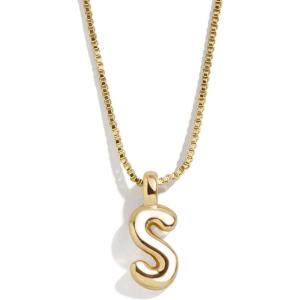 BaubleBar Gold-Plated Initial Necklace – Bubble or Signature Letter Pendant, 17-Inch Chain Necklace with Lobster Clasp, Fashion Jewelry, Perfect Personalized Gift for Women(S)