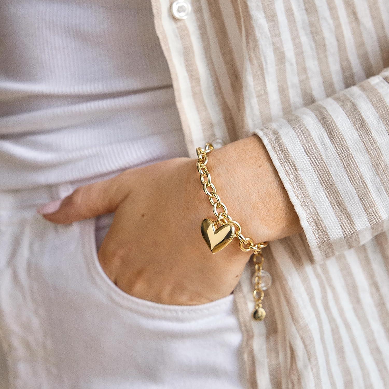 image:imageBaubleBar Millie Bubble Heart Bracelet Beautiful Trendy Bracelet for Women Fashion Jewelry ChainLink Style Bubble Heart Perfect for GiftingGoldPlated Small
