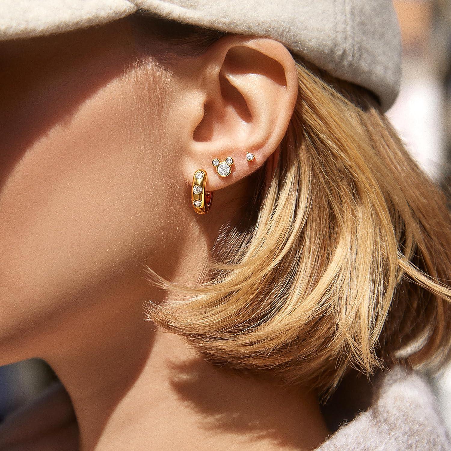 image:imageBaubleBar x Disney DemiFine Earrings 18K GoldPlated Sterling Silver Mickey Mouse Earrings Perfect for GiftingMickey Mouse Bezel Stud
